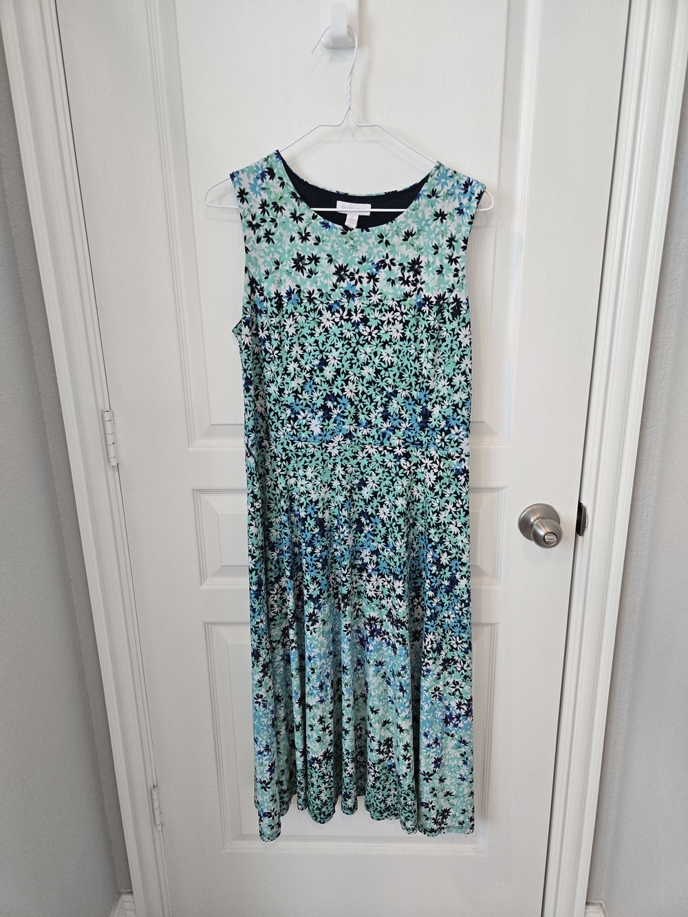 Charter Club Mint and Blue Floral Maxi Dress